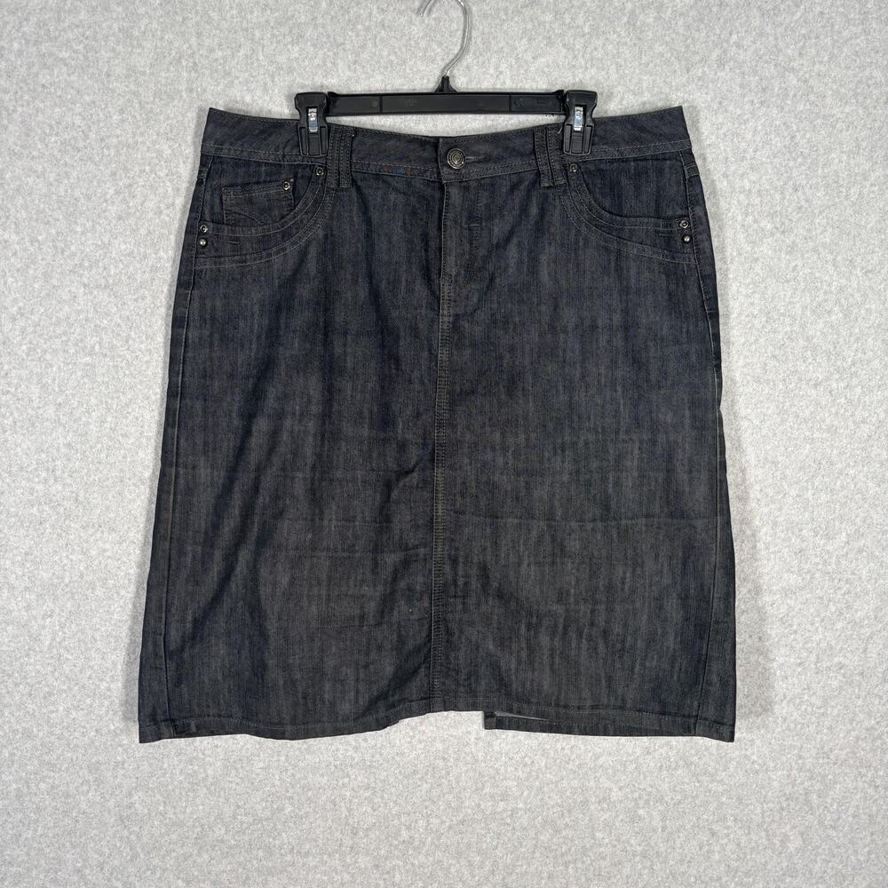 Woolworths Jean Skirt 16 Denim Stretch Pocket Cottage Granny Academia Heritage‎